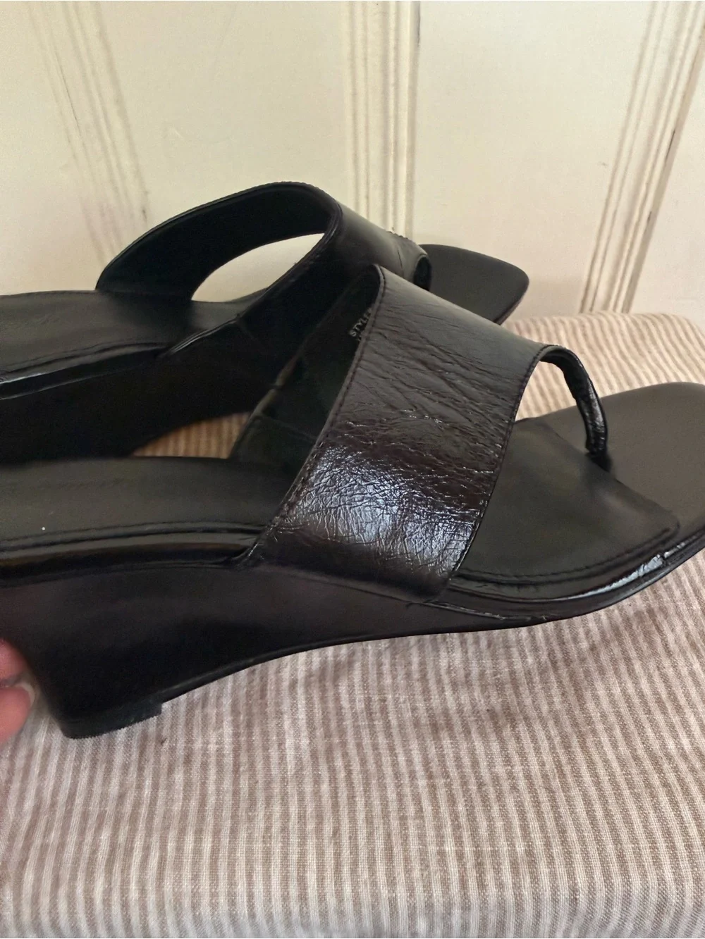 Madewell the Deanna Black Wedge Thong Sandal - Women's Casual Slide. New. 9.5